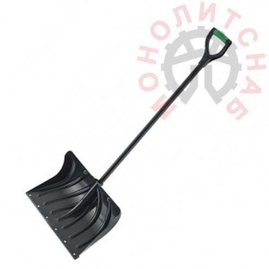 Лопата снеговая морозоустойчивый пластик 410х465 мм с металлическим черенком и V ручкой