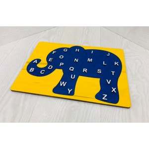 Обучающий детский пазл с английскими буквами "слон" из фанеры